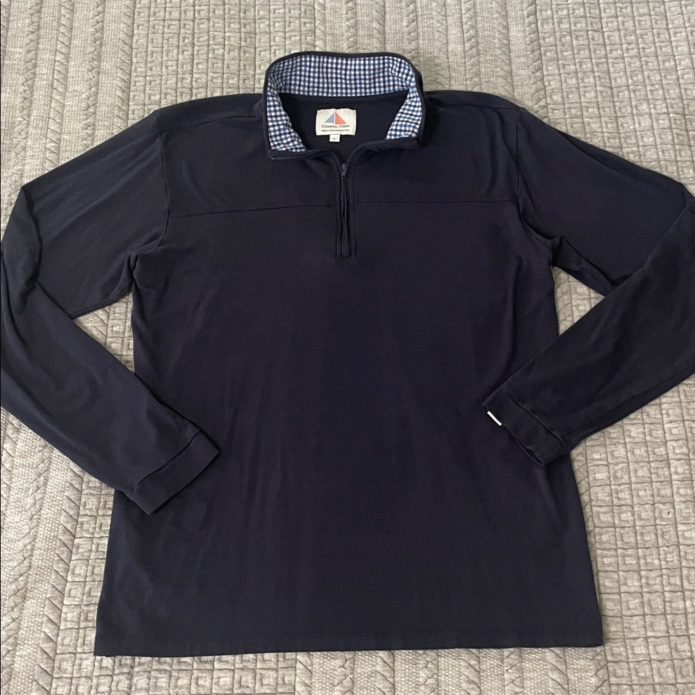 Coastal Crew Nantucket Deckhand Men’s Quarter Zip - Navy - Picture 3 of 7